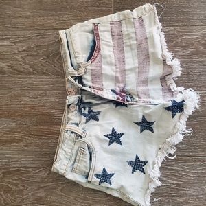 High waisted American Flag Shorts